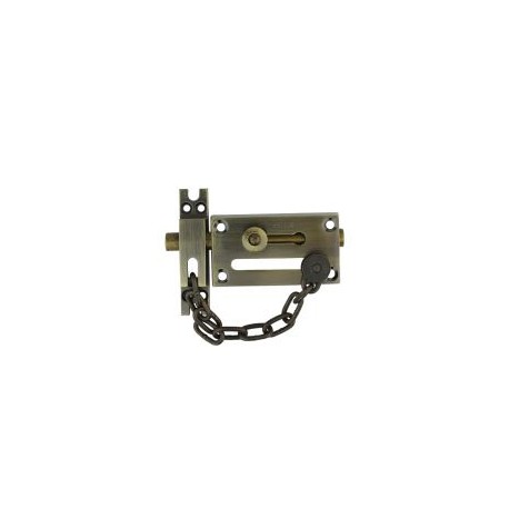 Pasador de latón antiguo con cadena para puerta