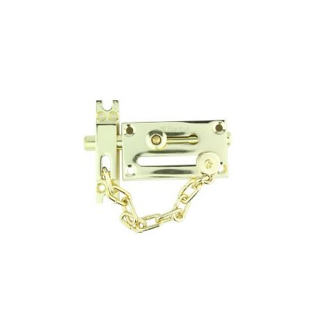 Pasador de latón brillante con cadena para puerta